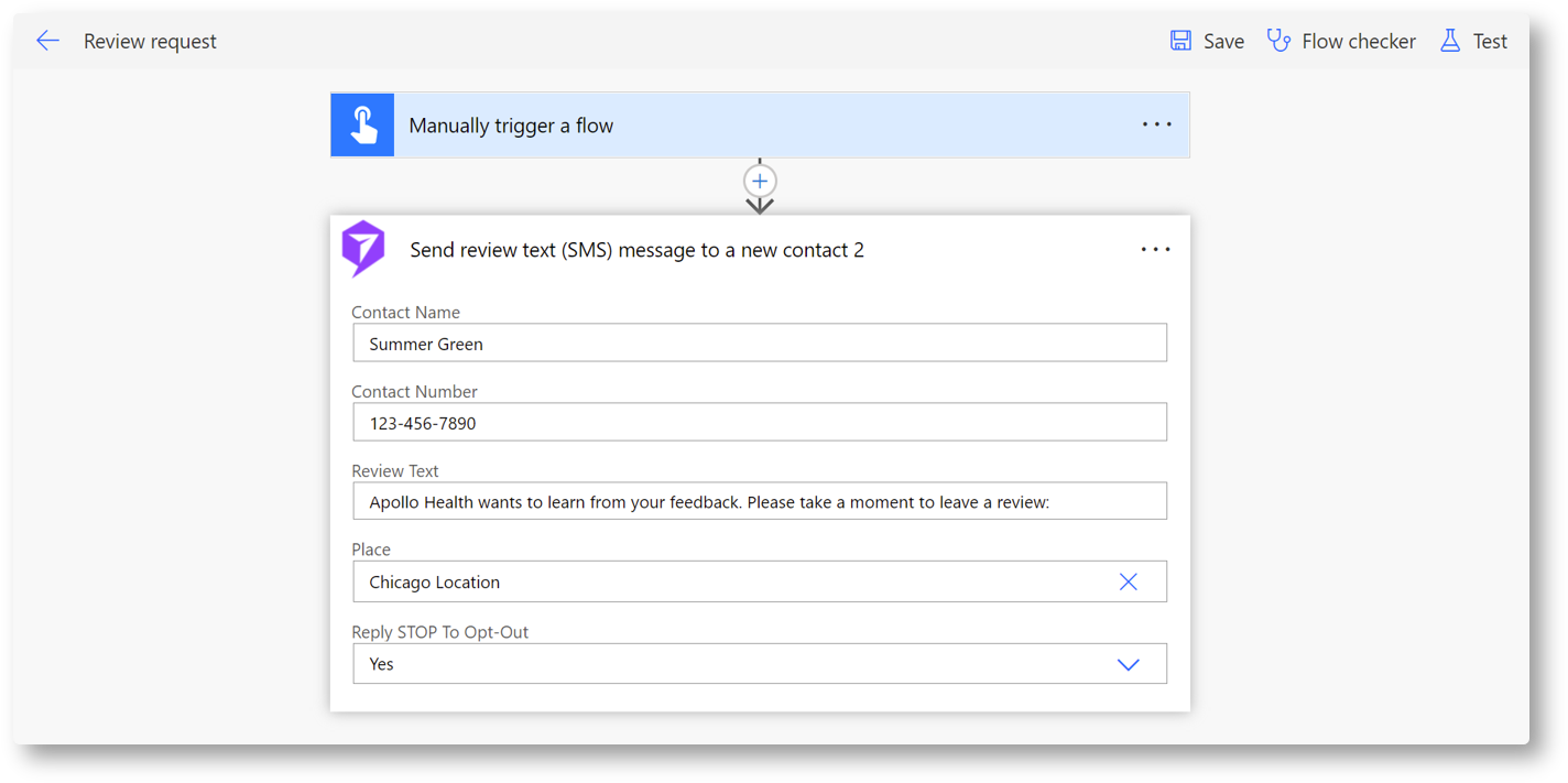 Send Review Text Message to a New Contact